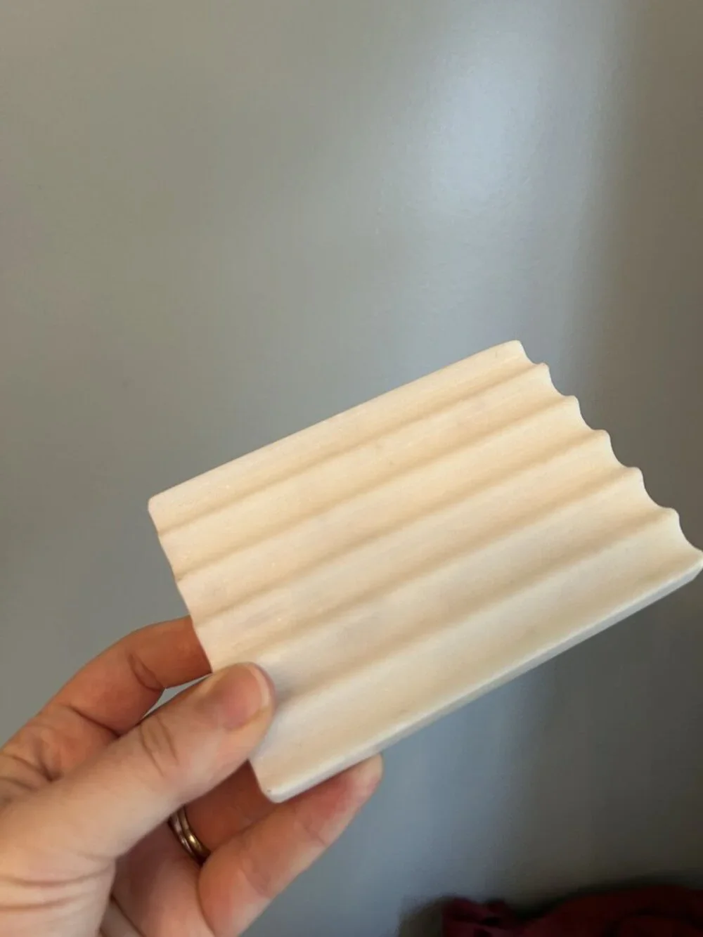 Fluted White Marble Soap Dish